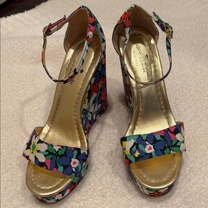 Kate Spade colorful floral wedge heels size 7